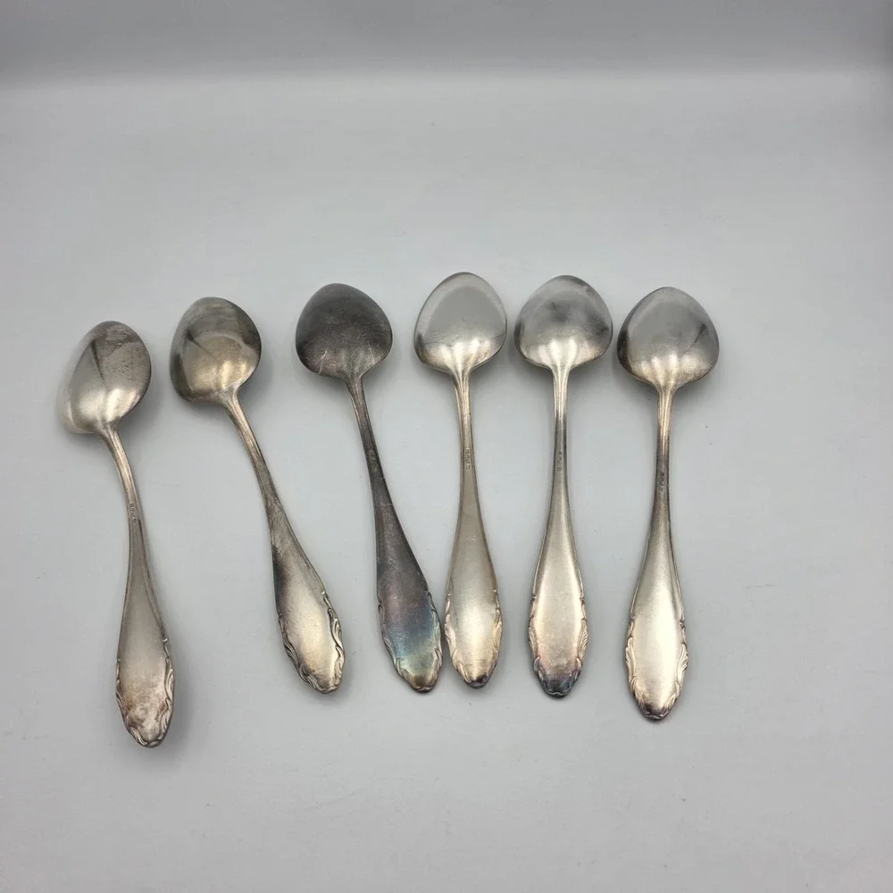 WMF 2200 Germany 6 Dinner Spoons Friodur Scroll Pat 20 Silverplate 8